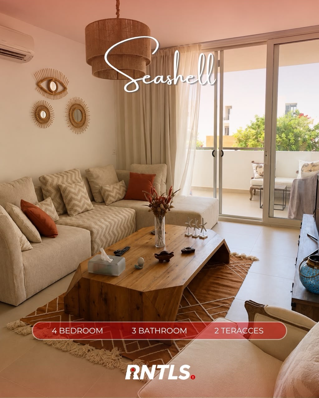Chalet with 2 big terraces available for rent in Seashell.