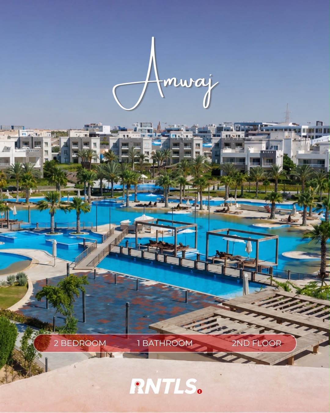 Chalet with Costa lake view available for rent in Amwaj.